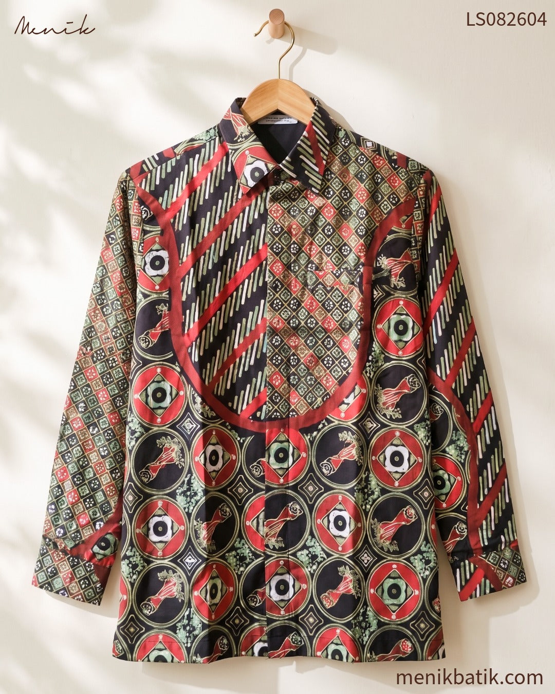 Kemeja Lengan Panjang Batik Tangerang Motif Jam Gede Jasa LS082604 - Menik Batik