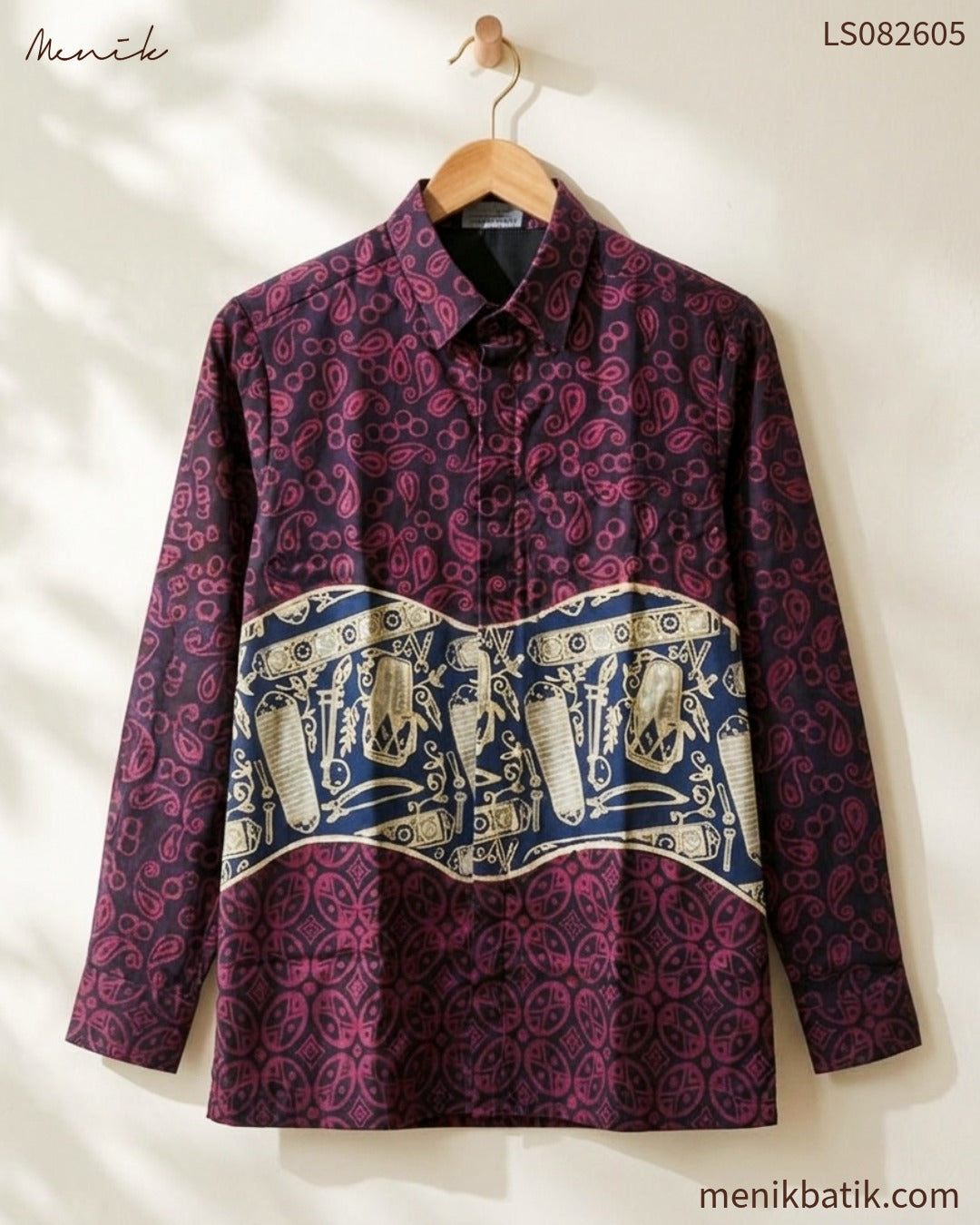 Kemeja Lengan Panjang Batik Tangerang Motif Gambang Kromong LS082605 - Menik Batik