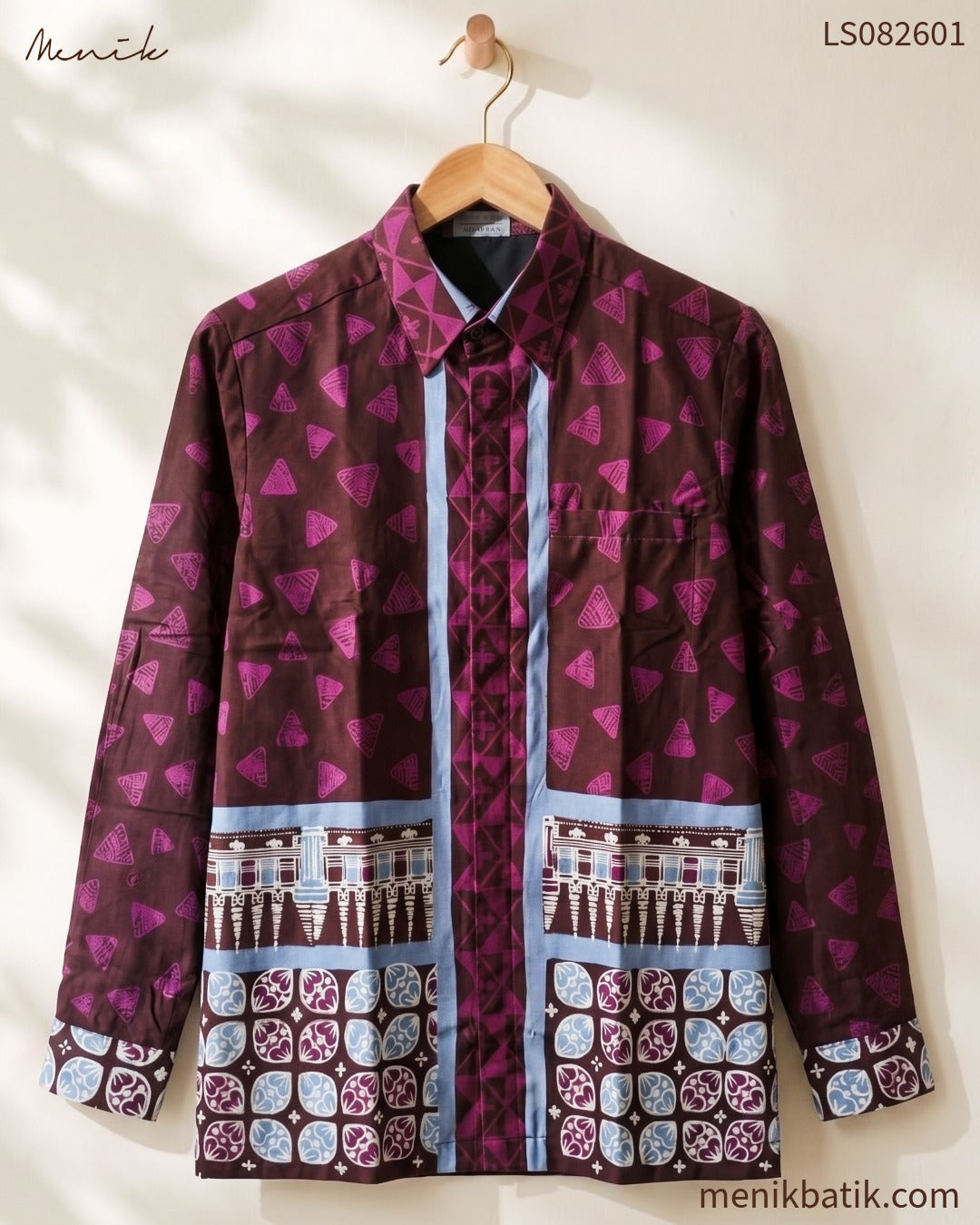 Kemeja Lengan Panjang Batik Tangerang Motif Pintu Sepuluh LS082601 - Menik Batik